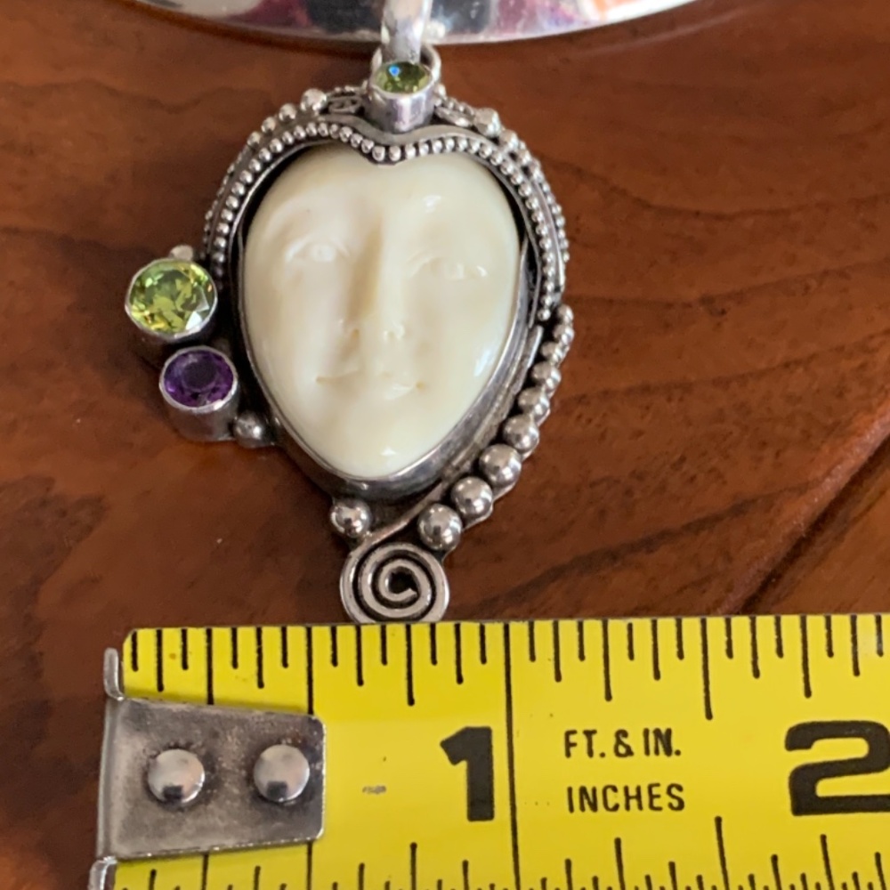 Vintage 925 Silver Asian Goddess Pendant & Necklace - Picture 4 of 6